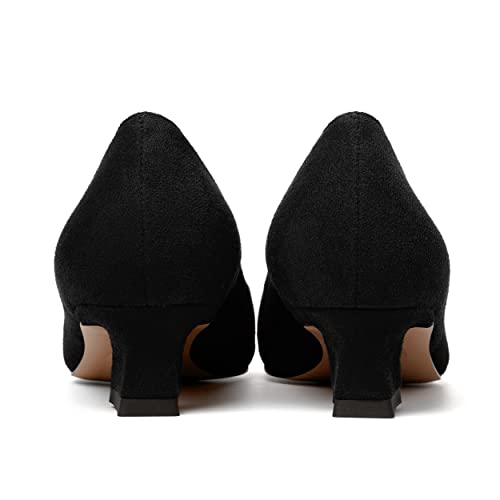 WAYDERNS Womens Wedding Pointed Toe Suede Dress Solid Slip On Kitten Low Heel Pumps Shoes 1.5 Inch4