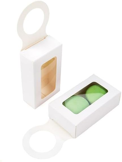 Miniatura 3 de ClearBags Caja de botella de vino de papel blanco con ventana, tamaño 2 14 "x 1 18" x 3 78", cajas de regalo plegables colgantes, sostiene trufas,
