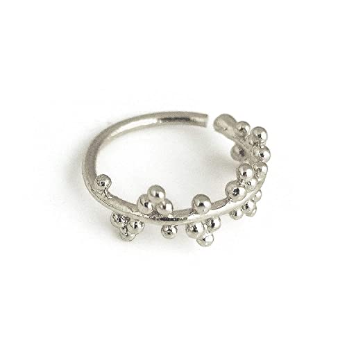Nose Ring Hoop, Unique 925 Sterling Silver Indian Tribal Nose Piercing, 18g, Fits Cartilage, Helix, Daith, Tragus, Handmade Body Jewelry by Alagia