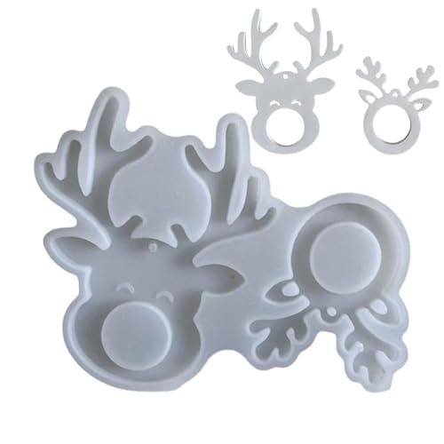Molde de silicona de alce - Molde de resina para adornar | Moldes de Navidad para colgar | Moldes de epoxi para decoración del hogar | Ciervo Silicona Moldes | Molde de silicona Navidad Alce para el