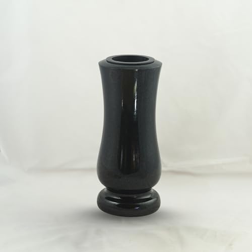 designgrab Grabvase Taille-medium Schwedisch aus poliertem Schwedisch Black, schwarz – 25×12 cm, schlank-zylindrisch, hochglanzpoliert