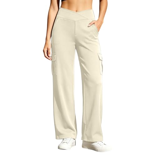 Pantalon cargo femme avec poches et pantalon de yoga à jambe large