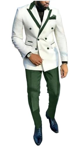 Mi Bo Tong Double Breasted Mens Suit 2 PC Slim Fit Summer Suits for Wedding Blazer Pants Groomsmen Tuxedos