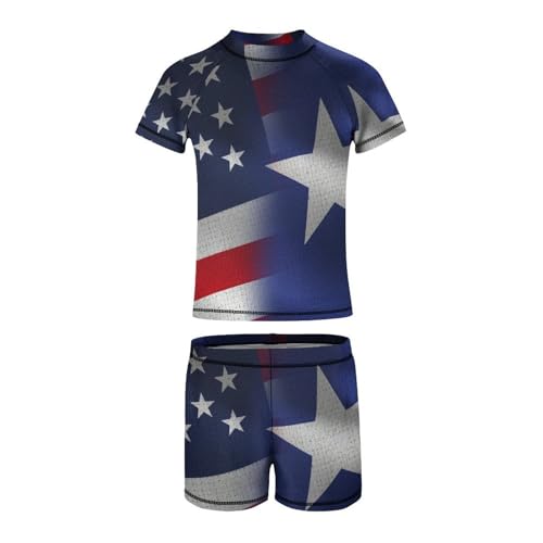 USA and Puerto Rico FlagsChildren's Casual Swimsuit Set - Simple and Versatile7-9Y（120cm）3