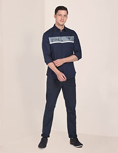 Image of U.S. Polo ASSN. Striped Tailored Fit Shirt for Men - 100% Cotton, Breathable & Comfortable, Full Sleeves Casual Shirt for Men