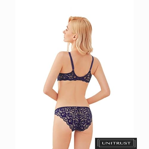 Image of UNITRUST Designer Women's Bra and Panty Set Lace Push Up Solid Lingerie Set