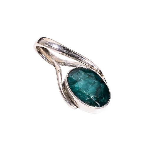 Cadeau pour elle : bijou argent 925 émeraude corindon ovale