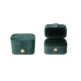 Cajita Para Joyas Mini caja de anillo con tapa abatible, joyería portátil for pendientes, almacenamiento a presión, cajas(Green)