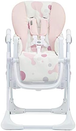 Kinderkraft Highchair YUMMY, Baby Chair, Ergonomic, Comfortable, Reclining, Foldable, with Ajustable Height, Footrest, Detachable Double Tray, for Toddler, from 6 Month to 3 Years, Pink (Pack of 1)