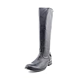 FRYE Women's Melissa Button Back Zip Wide Calf, Black Wide Calf Smooth Vintage Leather, 8 M US