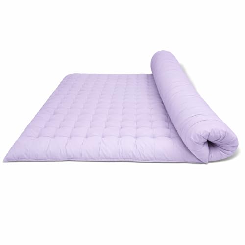Image of ATOOTFUSION Soft Cotton Quilt | Foldable Light Weight Filled Single Firm Cotton Quilt Mattress| Gadda (Solid Coloured, Sleeping Capacity, 6 x 6 ft or 72 x 72 Inches) Double Bed (Lilac)