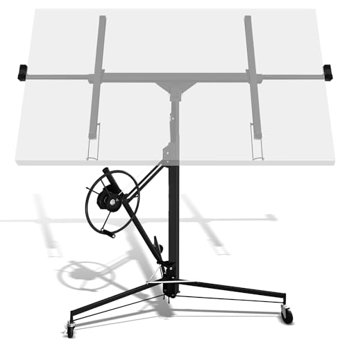 Izrielar Sollevatore per lastre XXL pieghevole fino a max 68 kg per cartongesso e lastre di cartongesso, altezza di lavoro regolabile in altezza, max 290 cm larghezza braccio, facile regolazione, nero