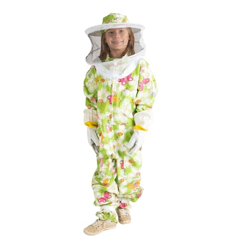 Mann Lake Junior Green & Floral Beekeeping Suit with Veil, Protective Gear for Children & Youth, Size 10-14