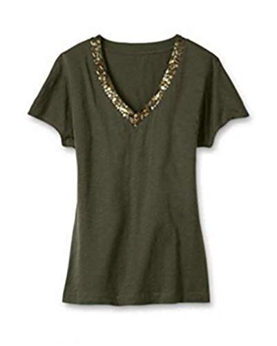 Preisvergleich Produktbild Eddie Bauer Shirt Damen mit Metallappllikation Oliv Gr. S