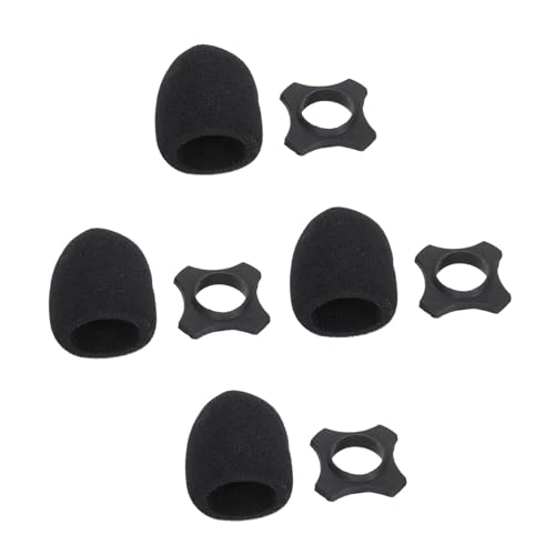 BESPORTBLE - BESPORTBLE 4 Satz Mikrofon Schwammabdeckung mit Anti Rolle Schutzringen Winddichte Gummischutzringe für Mikrofone Zubehör für Aufnahmestudios Bars und