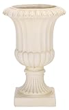 SAFAVIEH Outdoor Patio Furniture Collection - Durham Off-White Magnesium Oxide Pedestal Planter Pot, Classic Weather-Resistant Garden Urn (PAT5045A)
