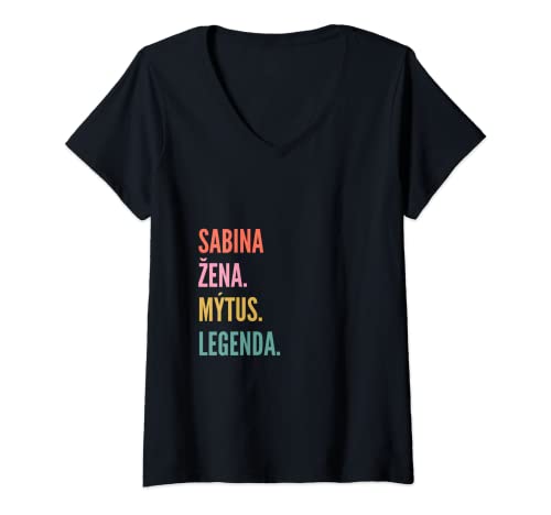 Womens Funny Czech First Name Design - Sabina V-Neck T-Shirt