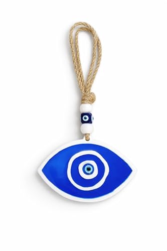 Image of Blue BEADSEvil Eye Wall Hanging for Home Entrance Door | Nazar Suraksha Hanging Decor with Jute Rope | Blue Glass Evil Eye Protection Charm | Vastu Lucky Hanging for Home, Car & Office (NEW 05)