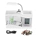 CZA USB Mini Desktop Aquarium Für Bürodekoration, Multifunktions-Aquarium Mit Schwanenhalslampe/Stifthalter/Ewiger Kalender/Wecker/Thermometer,Weiß