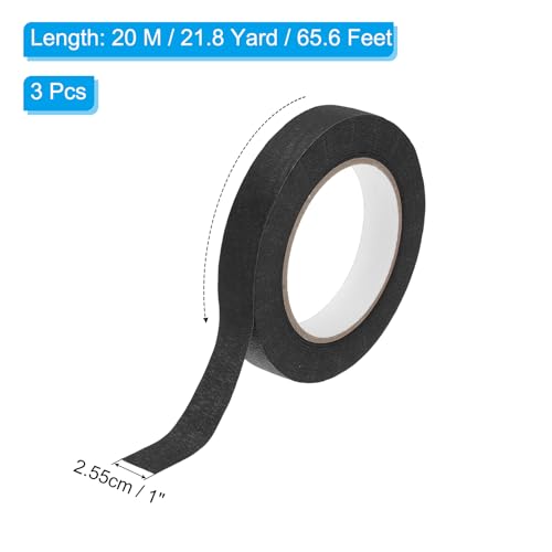 Image of PATIKIL Masking Tape 1 Inch x 22 Yard, 3 Roll General Purpose Adhesive Painting Tape Painters Tape for Arts Crafts Label, Black