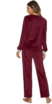 Irevial Nicki velours huispak, voor dames, lange winter, zachte pyjama, pak, set, tweedelig flanel, trainingspak, bovendeel en broek met zakken, blauw, L