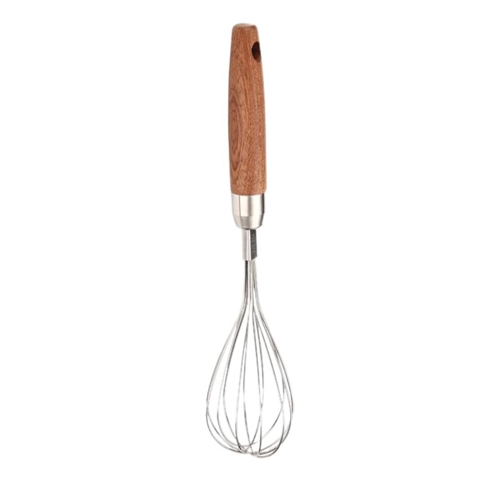 Sbattitore Uova Utensili da Cucina con Manico in Legno in Acciaio Inossidabile, Mixer Manuale for Uso Domestico, Sbattitore for Uova, Farina, Crema, Frusta Utensili Cucina(27.5x6cm)