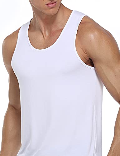 COLORFULLEAF Men's Bamboo Rayon Undershirts Tank Tops Men Crew Neck Stretchy Tank Shirts Pack(1 or 3)3