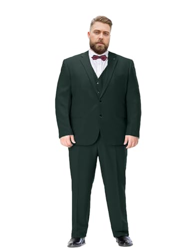 Men's Plus Size 3 Pieces Suit Big Tall Notch Lapel Two Buttons Wedding Tux Vest Pants