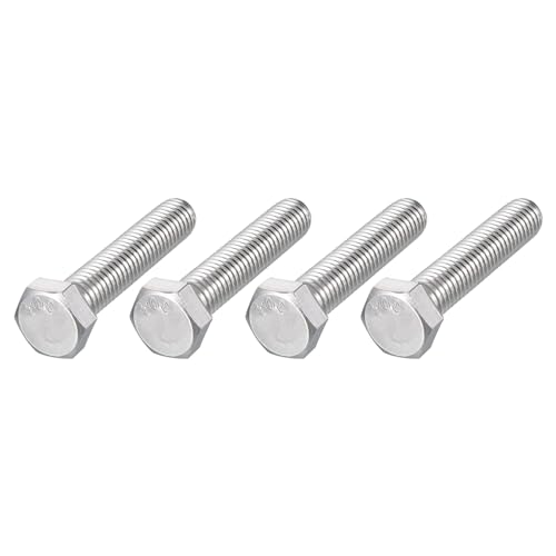 METALLIXITY Hex Head Bolts (1/2-13 x 2-1/2") 4Pcs, 304 Stainless Steel 18-8, Fully Threaded, External Hex Drive, Plain Finish, Hex Head Screw Bolt, Silver