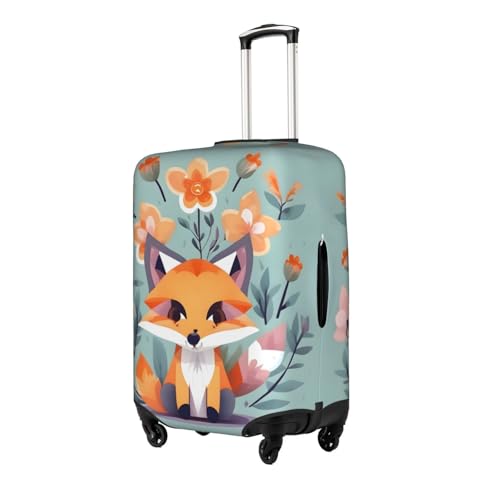 Cute Animal Fox Flowers Print Practical Elastic Washable Travel Luggage Cover with Concealed Zipper for Suitcases2