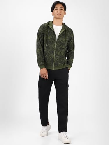 Image of Urbano Fashion Men's Cotton Regular Fit Printed Full Sleeve Casual Hooded Winterwear Sweatshirt