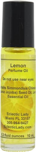 All Natural Lemon Perfume Oil, 0.3 Oz Portable Roll-On Fragrance with Long-Lasting Scent, Delightful Essential Oils and Jojoba Oil For Daily Use
