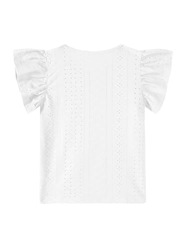 Image of Girls' Summer Shirts Cute Tops Ruffle Sleeve Crew Neck Casual Tees
