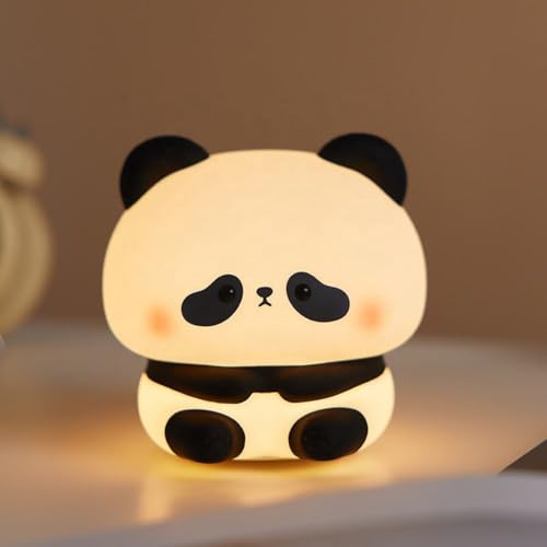 Image of One94Store Rechargeable Silicone Panda Night Lamp - 7-Color Touch LED Night Light for Kids & Bedroom, USB Table Lamp for Home Decor, Romantic Decor, Valentine Day Gift, Love Gift for Her, Couple Gift