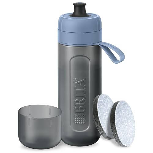 BRITA Sports Water Filter Bottle Model Active Dark Blue (600ml) - squeezable BPA-free on-the-go bottle, filters chlorine, organic impurities, hormones & pesticides and preserves key minerals