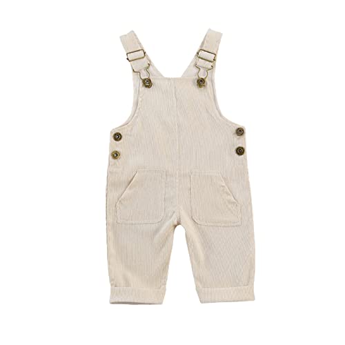 Newborn Baby Boy Girl Summer One Piece Button Suspender Overalls Jumpsuit Sleeveless Plain Romper Outfit Bib Pants (E-Apricot, 6-12 Months)