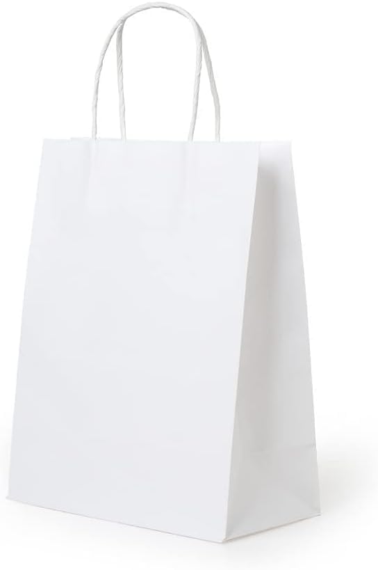 BagsByKilo :10 White Kraft Paper Bags With Twisted Rope Handles, Eco Friendly, Stylish,Durable W/G/H = 10X5X14 inch,Pack of 10 (WHITE, MEDIUM)-image-33