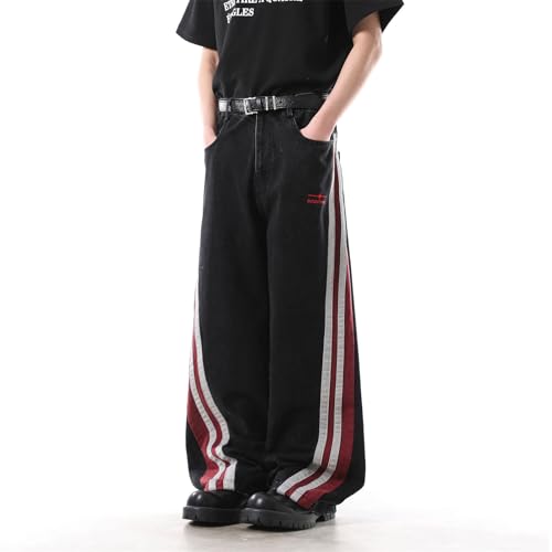 Baggy Jeans Men Vintage Striped Jeans Men Relaxed Fit Wide Leg Denim Barrel Pants Y2k Casual Streetwear for Skater3
