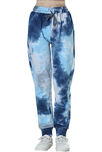 Deeorla Boys Girls Tie Dye Sweatpants Joggers Cotton Athletic Sport Pants with Pocket Teens 5-14Years