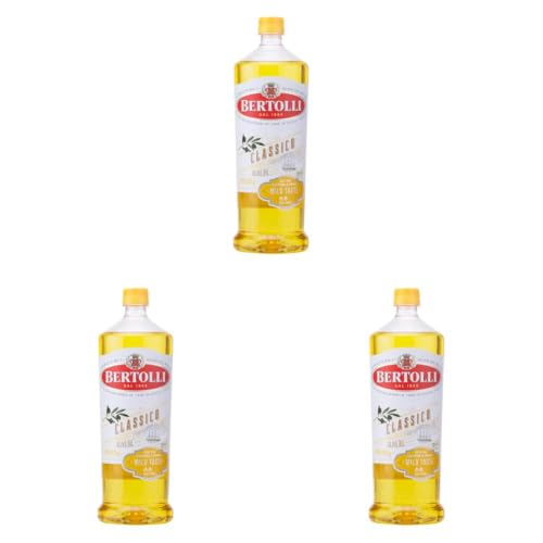 Image of Bertolli Classico Olive Oil- Pure Olive Oil- All Purpose Cooking Oil- Mild Taste-Grilling, Roasting-Italian Brand World no 1- from the Makers of Figaro- 1L Bottle (Pack of 3)