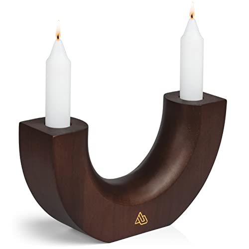 Aurum Taper Black Wooden Candle Holders For Decorative Candles – U-Shaped For Standard 7/8 In Candlestick – Premium Walnut Wood Modern #TOP4