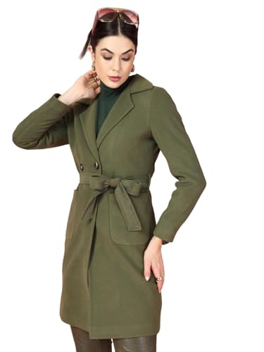 Image of CHKOKKO Women Classic Long Winter Coat Double Breasted | Knee Length Design with a Sophisticated Spread Collar and Convenient Front Pockets for All Occasions