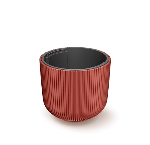 HappyFlower Blumentopf Modell Nr. PRX004 Größe 30 cm Pflanzkübel aus Kunststoff inkl. Einsatz, Runde Form, Übertöpf (Kupfer, ⌀ 29,8 cm, H 25,7 cm)