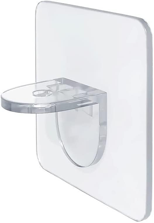 Image of Shelf Support Brackets L-Shaped Support Triangle, Punch Free Adhesive Clear Plastic Pegs Hanger Holder for Partition Kitchen Bookshelf Wardrobe Bathroom Shelves (10, Mini Hook)