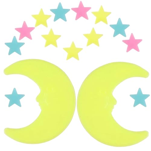 Stickers brillantes de estrellas y luna para pared