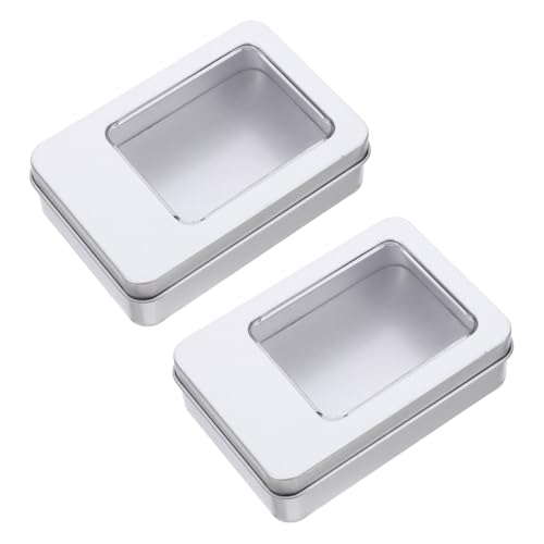 ULTECHNOVO 2 Latas Magnéticas para Nevera con Tapa Rectangulares Pequeñas De Metal Plateadas