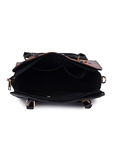 Image of LAPIS O LUPO Women Fashion Leaf Print Design Handbags Synthetic Leather Top Handle Satchel Purse With Sling