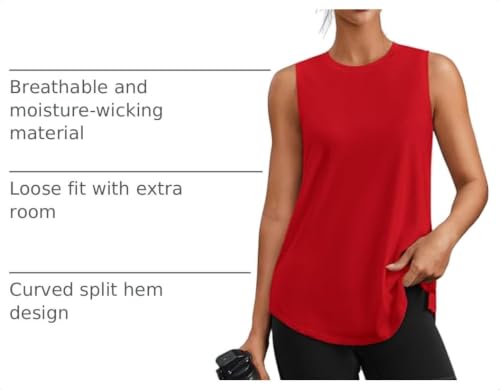Image of PINSPARK Workout Tank Tops for Women UPF 50+ Side Slits Athletic Gym Shirt