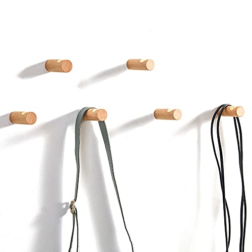 6 Stück Wandhaken aus Buchenholz, Kleiderhaken, Wandmontage, rustikale Holzhaken, Kleiderbügel, Hutablage, Haken zum Aufhängen von Badetüchern (Buche Gap 6 Haken)
