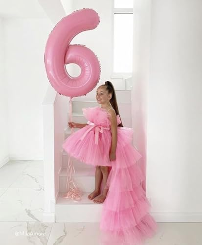 Image of 6 Balloon Numbers Birthday Decorations, 40In Pink Balloons for Men Women | Eye-catching Appearance, Perfect Decorative Centerpieces, Convenient Self-sealing Structure, Widely for Various Occasions